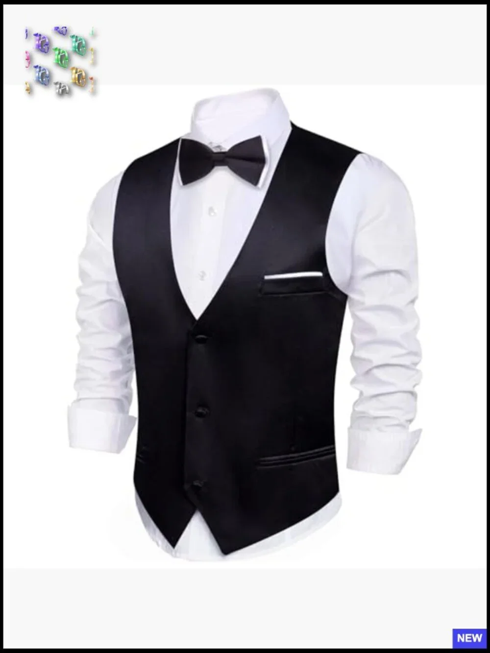 Slim Fit Formal Vest Set Classic Elegant Wedding Party Tuxedo V-Neck